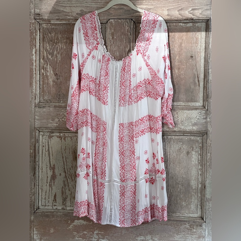New York & Co Bohemian Red and White Dress